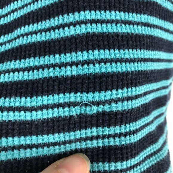 Eddie  Bauer navy and teal blue striped button shoulder sailor king sleeve M - Picture 10 of 12